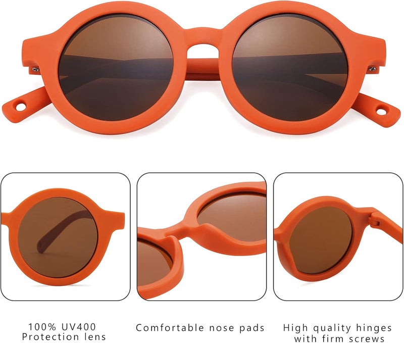 COASION Baby Polarized Round Sunglasses Flexible Rubber Shades with Strap for Toddler Newborn Infant Ages 0-24 Months - Image 4
